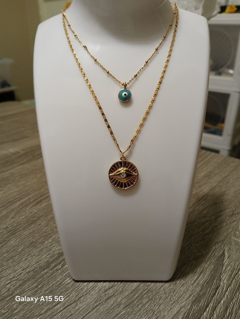 Gold Layered Eye & Turquoise Evil Eye Pendant Necklace Set
